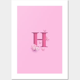 H Letter Personalized, Pink Minimal Cute Design, Birthday Gift, Christmas Gift Posters and Art